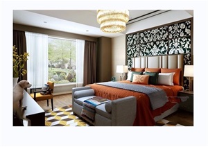 某完整详细的室内卧室空间装饰设计3d模型及效果图