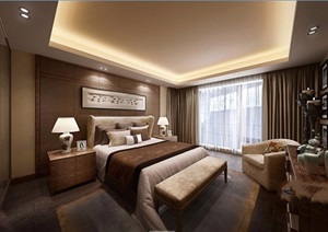 某现代完整卧室空间装饰设计3d模型及效果图