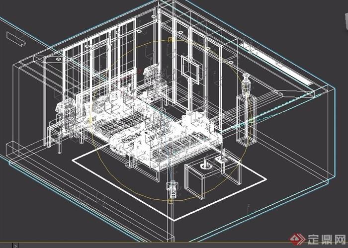 住宅獨特室內臥室空間裝飾設計3d模型