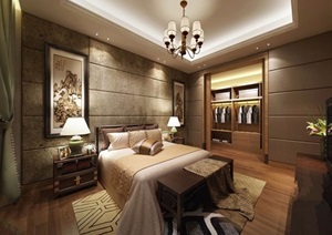 完整的室内主卧室空间装饰设计3d模型及效果图
