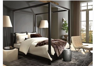 室内卧室空间装饰设计3d模型及效果图