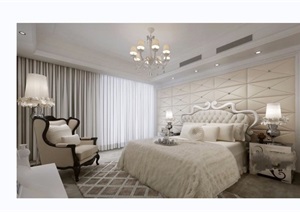 某欧式室内卧室空间装饰设计3d模型及效果图