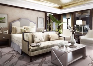 某现代主室内卧室空间装饰设计3d模型及效果图
