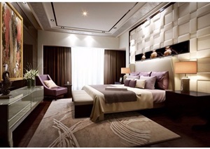 某现代详细卧室空间装饰设计3d模型及效果图