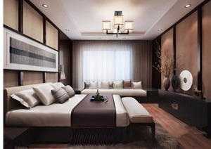现代主卧室空间装饰设计3d模型及效果图