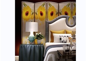 某独特详细的卧室空间装饰设计3d模型及效果图