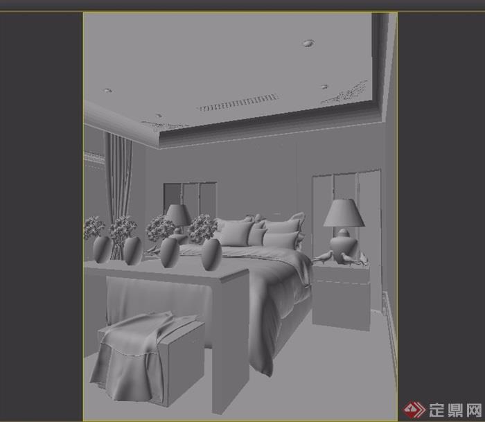 室内卧室空间装饰3d模型及效果图