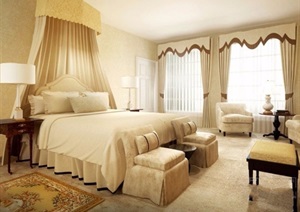 欧式住宅详细的室内卧室空间装饰设计3d模型及效果图