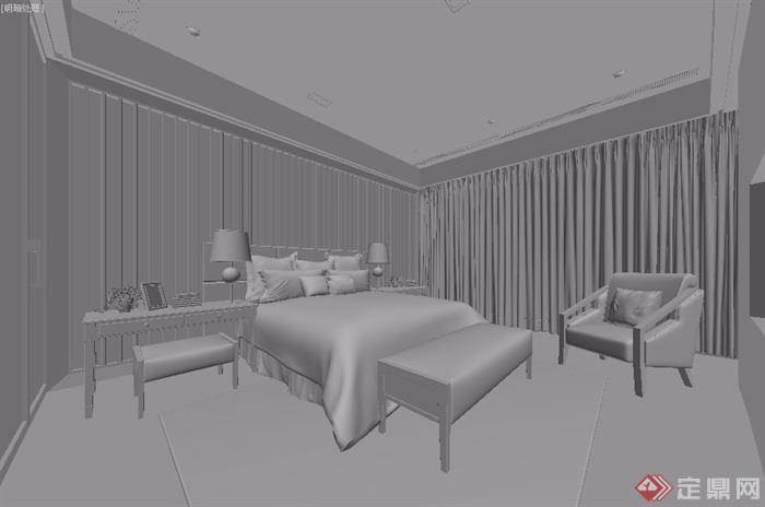 独特详细的室内卧室空间装饰设计3d模型及效果图