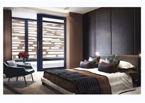 整体详细的室内卧室空间装饰设计3d模型及效果图