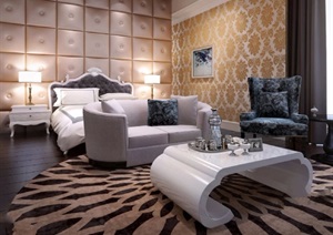 独特欧式室内卧室空间装饰设计3d模型及效果图