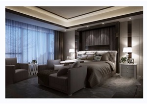 整体室内卧室空间装饰设计3d模型及效果图