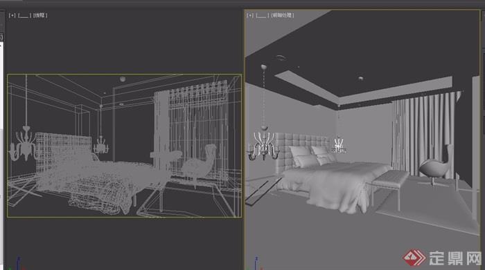 现代室内卧室空间装饰3d模型