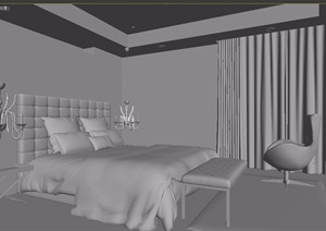现代室内卧室空间装饰3d模型