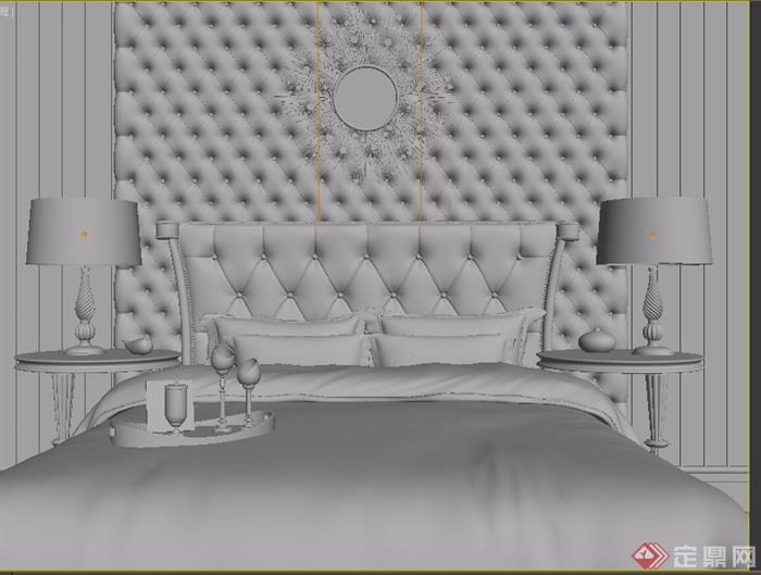 某简欧室内卧室空间装饰设计3d模型及效果图