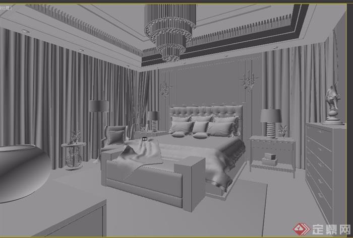 独特详细的整体室内卧室空间装饰设计3d模型及效果图