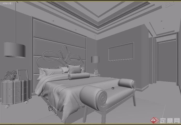 独特整体卧室空间装饰设计3d模型及效果图