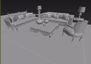 欧式沙发茶几、桌椅组合设计3d模型