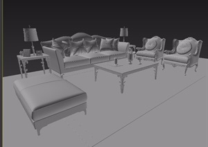 欧式沙发茶几、桌椅组合素材3d模型
