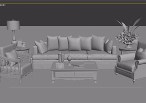 欧式沙发茶几、桌椅、灯饰设计3d模型