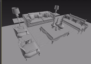 沙发茶几、桌椅组合设计3d模型