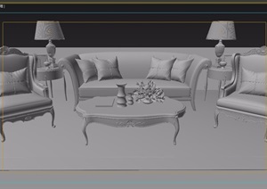 欧式沙发茶几、桌椅素材组合设计3d模型