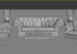 欧式沙发茶几、灯饰、桌椅组合设计3d模型