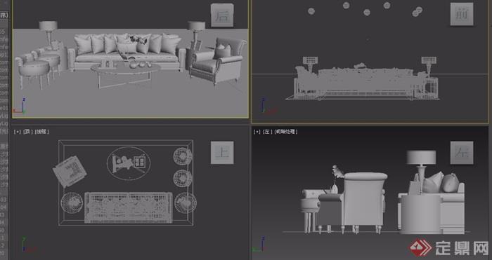 欧式沙发茶几、桌椅详细组合设计3d模型