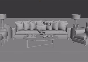 欧式沙发茶几、桌椅详细组合设计3d模型