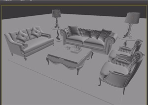 欧式沙发桌椅素材组合设计3d模型