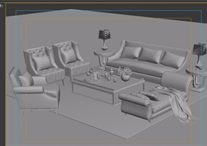 客厅沙发茶几、桌椅组合设计3d模型