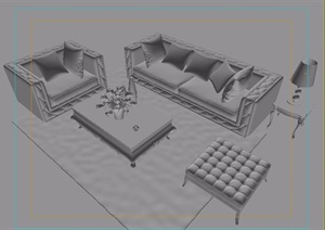 欧式沙发、桌椅组合素材设计3d模型
