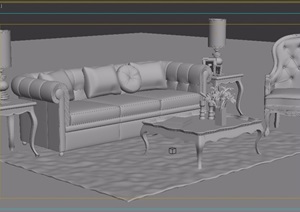 客厅沙发、桌椅组合设计3d模型