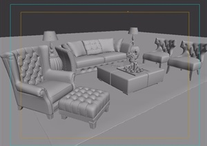 某独特沙发茶几、桌椅组合设计3d模型
