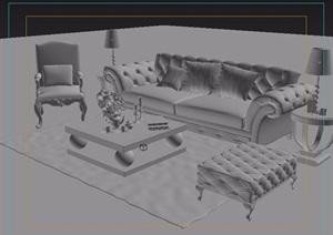 独特客厅沙发茶几、桌椅组合设计3d模型