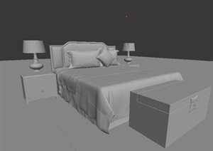 中式室内卧室床素材3d模型