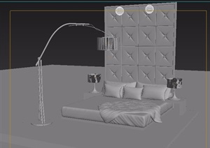 现代室内卧室床详细素材设计3d模型