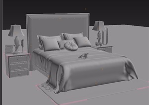现代室内卧室床详细完整素材设计3d模型