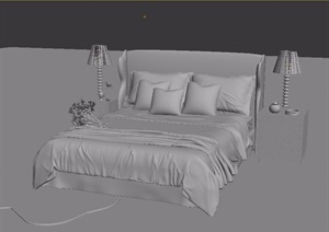 现代室内卧室床柜子素材设计3d模型
