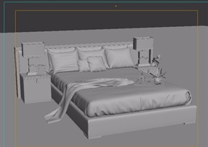 详细的独特室内卧室床素材设计3d模型