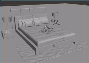 详细的现代室内卧室床素材设计3d模型