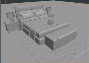 独特现代室内卧室床素材设计3d模型