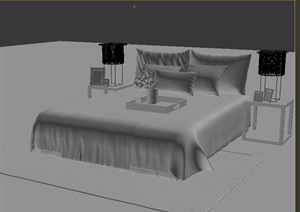 现代室内卧室床详细素材设计3d模型