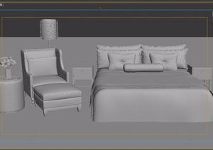 现代室内卧室床独特详细素材设计3d模型