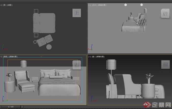 现代室内卧室床独特详细素材设计3d模型