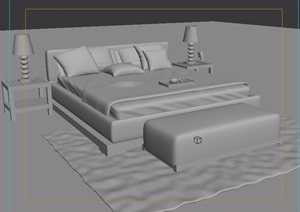 现代室内卧室床节点设计3d模型