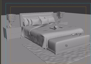 现代独特卧室床柜素材设计3d模型