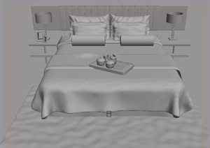 现代室内住宅详细卧室床素材设计3d模型