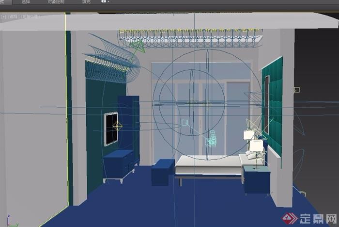 现代风格住宅室内详细完整卧室设计3d模型