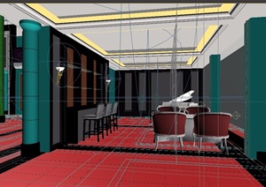现代风格住宅详细的室内餐厅素材3d模型